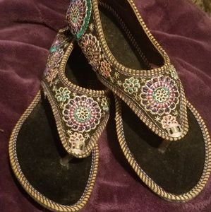 Asian Embroidered Flat Thongs